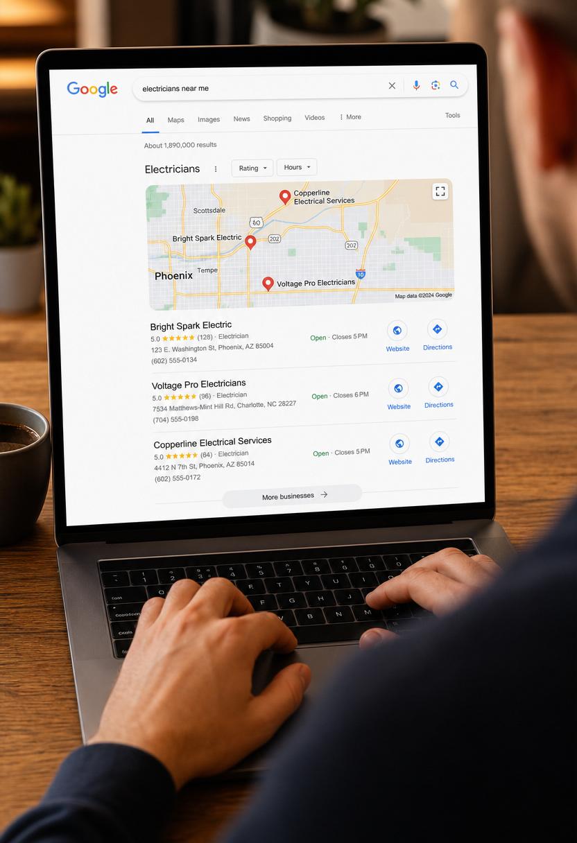 Hands holding a phone with a pest control company website and Get Free Quote button