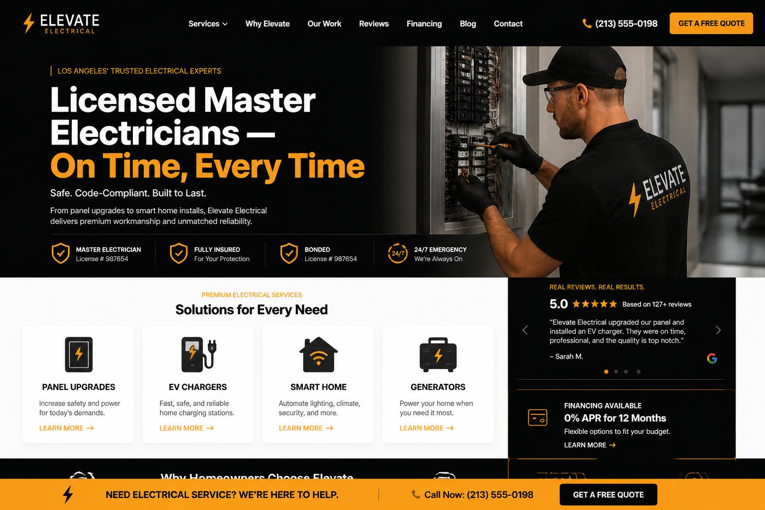 Powerline Electrical — Electrical website design preview