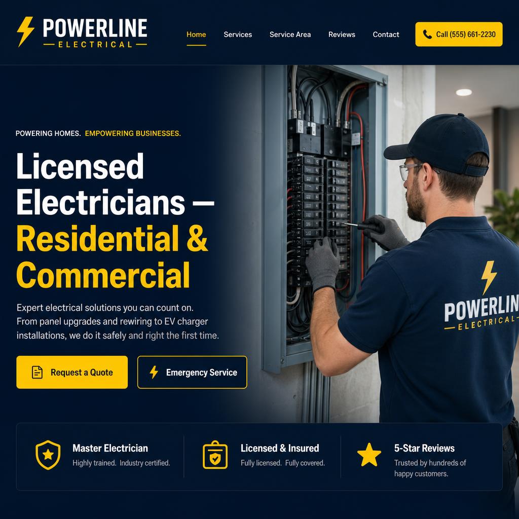 Powerline Electrical desktop website design