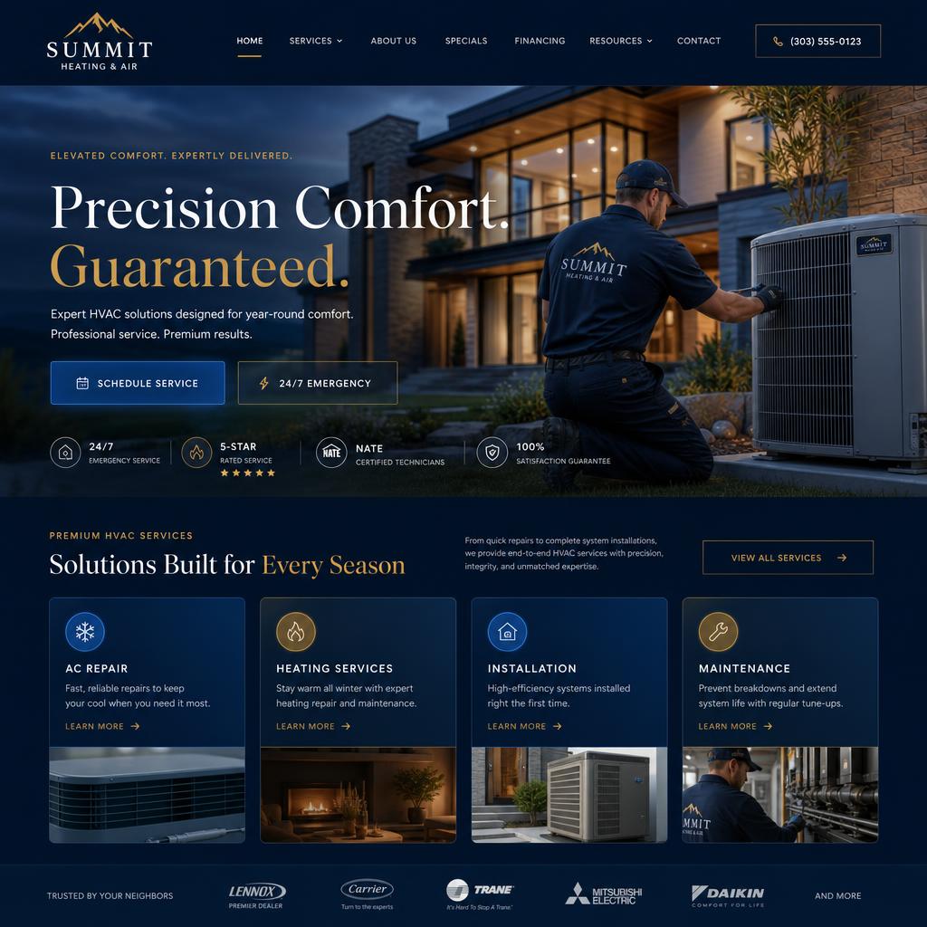 Paramount Heating & Air desktop website design