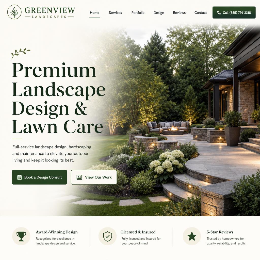 Greenview Landscapes desktop website design