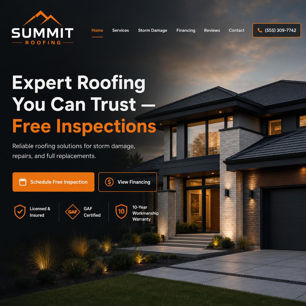 Summit Roofing desktop website design